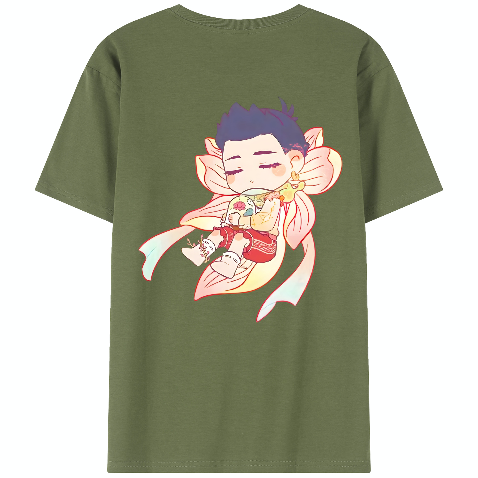 （画像用） Ne Zha 2 ナタ 魔童の大暴れ 綿100％半袖Tシャツ（背面プリント）